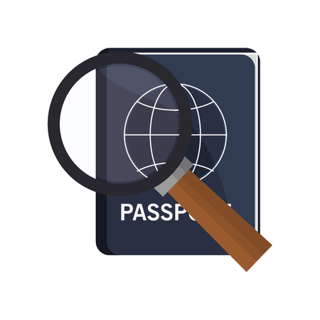 flat design passport and  magnifying glass icon vector illustrationのイラスト素材