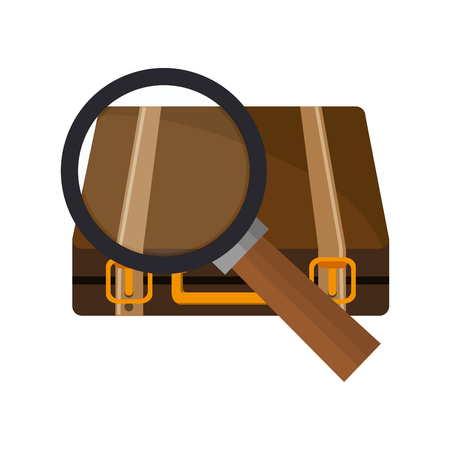 flat design suitcase and  magnifying glass icon vector illustrationのイラスト素材