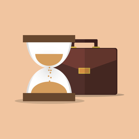 flat design briefcase with hourglass  office related icons vector illustrationのイラスト素材
