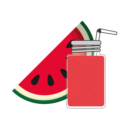 flat design watermelon and juice icon vector illustrationのイラスト素材