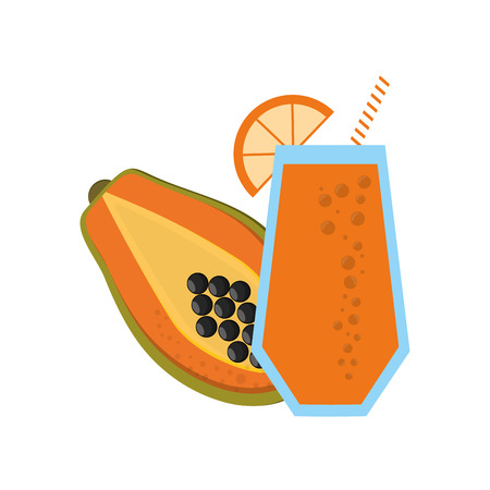 flat design papaya and juice icon vector illustrationのイラスト素材