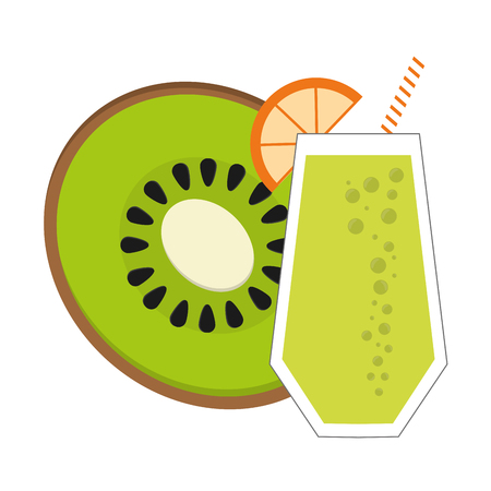 flat design kiwi and juice  icon vector illustrationのイラスト素材