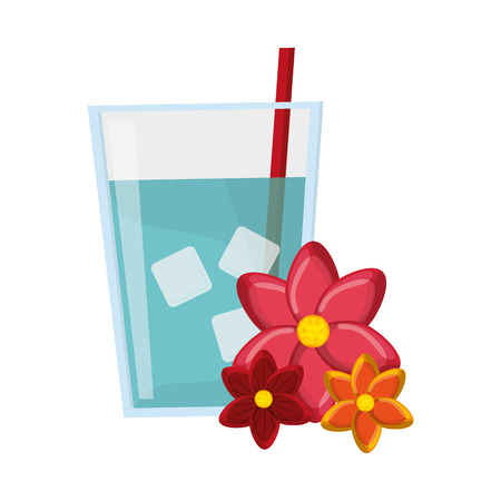 glass of water and flowers icon vector illustrationのイラスト素材