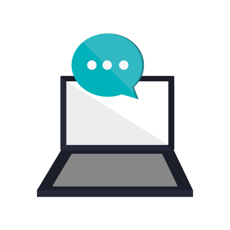 flat design computer and conversation bubble icon vector illustrationのイラスト素材