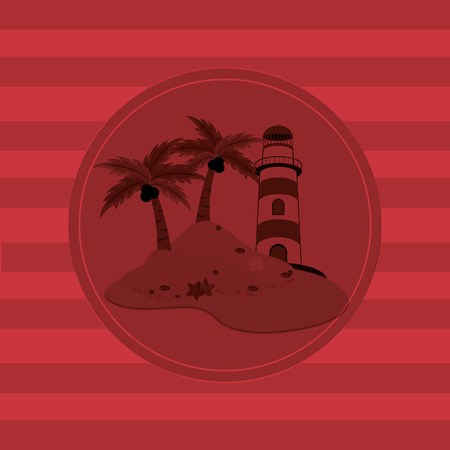 tropical island emblem image vector illustration designのイラスト素材