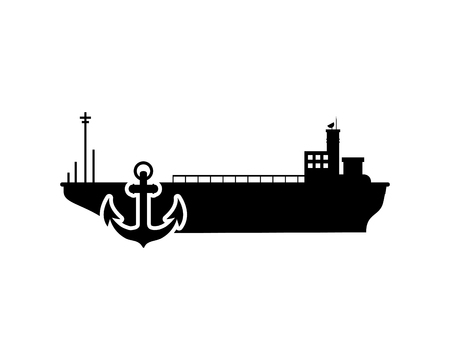 flat design cargo ship and anchor  icon vector illustrationのイラスト素材