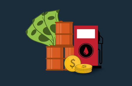 flat design gas pump with petroleum oil related icons image vector illustrationのイラスト素材