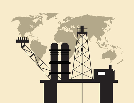 flat design petroleum oil  extraction and refinement related icons image vector illustrationのイラスト素材