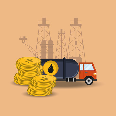 flat design petroleum oil  extraction and refinement related icons image vector illustrationのイラスト素材