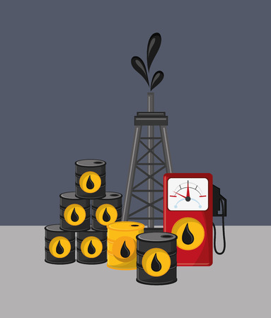 flat design petroleum oil  extraction and refinement related icons image vector illustrationのイラスト素材