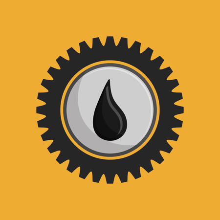 flat design drop of petroleum oil and gear emblem image vector illustrationのイラスト素材