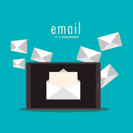 Tablet and envelopes icon. Email mail message communication and technology theme. Colorful design. Vector illustrationのイラスト素材