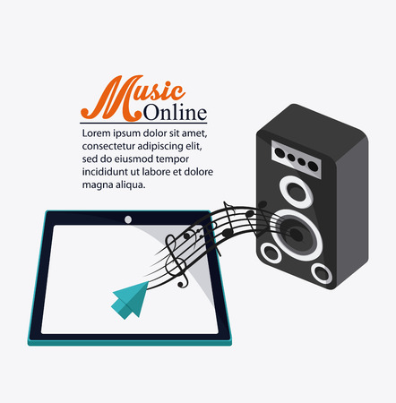 Smartphone speaker and music note icon. Music online and media  theme. Colorful design. Vector illustrationのイラスト素材