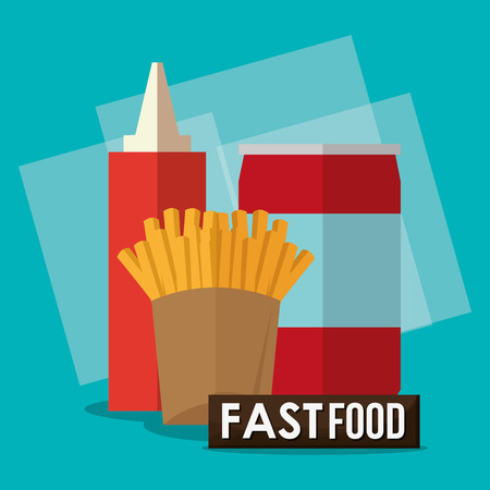Soda fries and sauce icon. fast food menu american and restaurant theme. Colorful design. Vector illustrationのイラスト素材