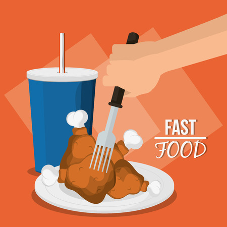 Chicken and soda icon. fast food menu american and restaurant theme. Colorful design. Vector illustrationのイラスト素材