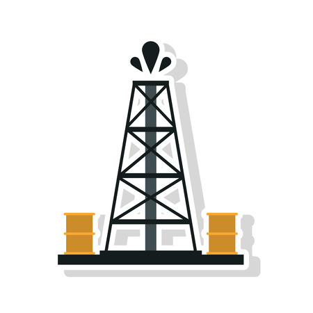 Oil tower and barrel icon. Factory and industry theme. Isolated design. Vector illustrationのイラスト素材