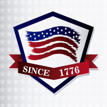 united states of america flag. usa landmark and patriotic icon. Colorful and shield design. Vector illustrationのイラスト素材