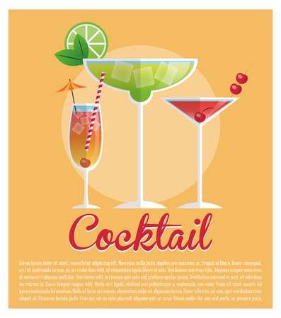 Cocktail icon. Summer party drinks and beverage theme. Colorful design. Frame background. Vector illustrationのイラスト素材
