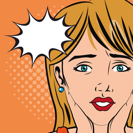 Woman cartoon with bubble icon. Pop art comic and retro theme. Colorful design. Vector illustrationのイラスト素材