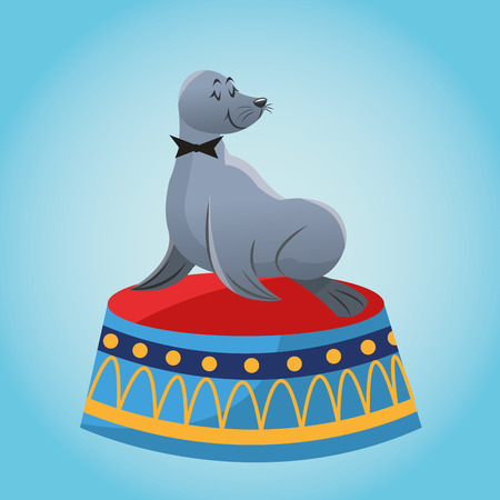 Seal cartoon icon. Circus carnival and festival theme. Colorful  design. Vector illustrationのイラスト素材