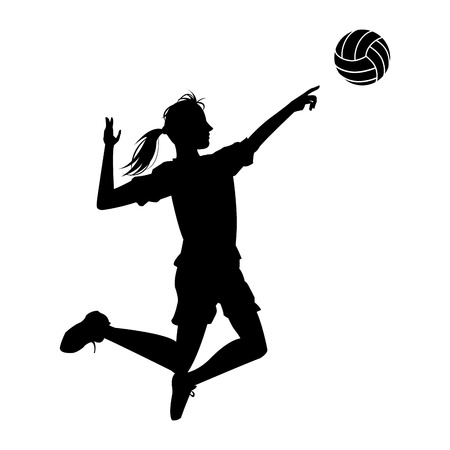 Player and ball icon. Volleyball sport hobby and competition theme. Black and white design. Vector illustrationのイラスト素材