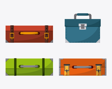Bags icon set. Baggage luggage tourism and travel theme. Isolated and colorful design. Vector illustrationのイラスト素材