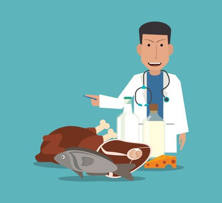 flat design healthy food and medical doctor image vector illustrationのイラスト素材