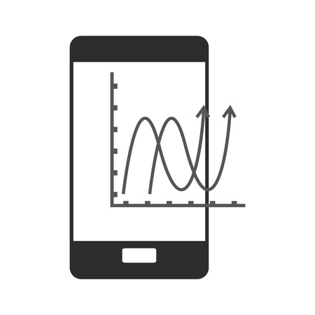 flat design cellphone and graph chart icon vector illustrationのイラスト素材