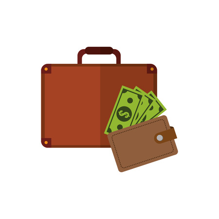 flat design business briefcase and wallet  icon vector illustrationのイラスト素材