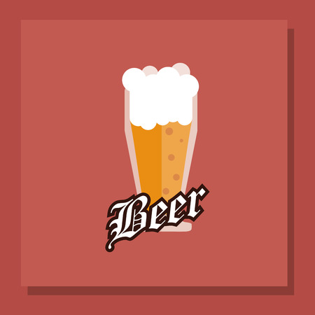 flat design glass of beer emblem image vector illustrationのイラスト素材