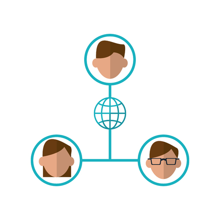 Avatar people and global sphere icon. Social media and network theme. Isolated design. Vector illustrationのイラスト素材