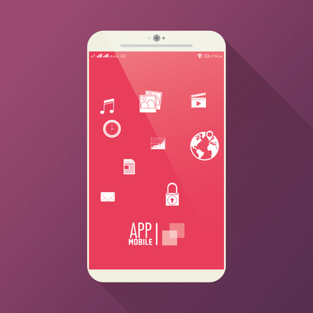 Smartphone and media app icon set. wearable technology and gadget theme. Colorful design. Vector illustrationのイラスト素材