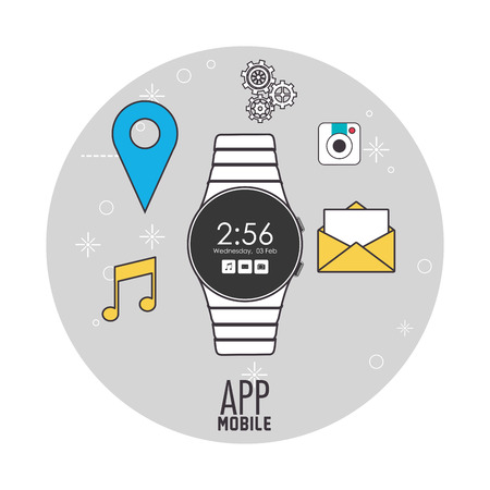 Smart watch icon. App media wearable technology and gadget theme. Colorful design. Vector illustrationのイラスト素材