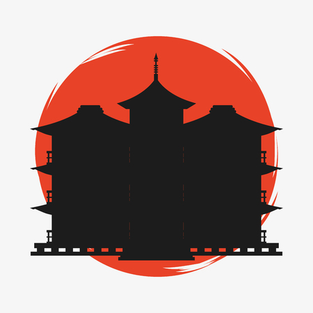 Building icon. Architecture japan and asian culture theme. Colorful design. Vector illustrationのイラスト素材