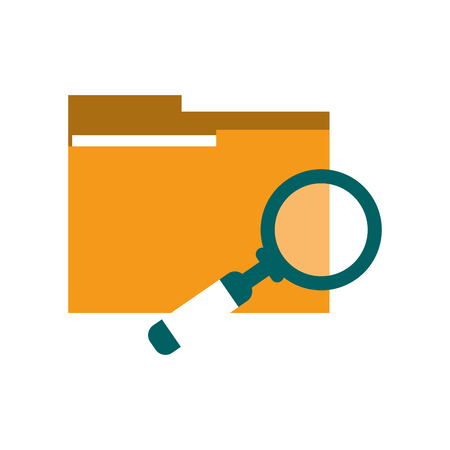 flat design file folder and magnifying glass icon vector illustrationのイラスト素材