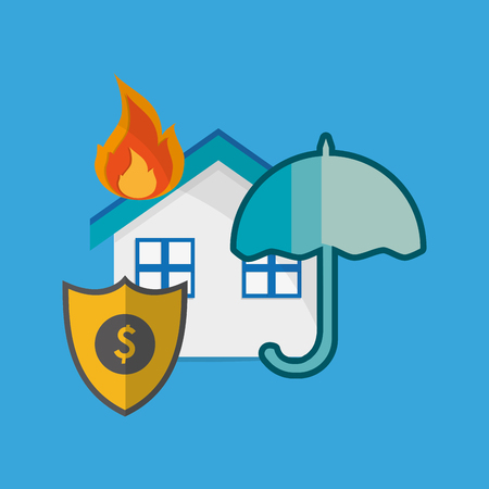 shield and house with insurance services related icons image vector illustrationのイラスト素材