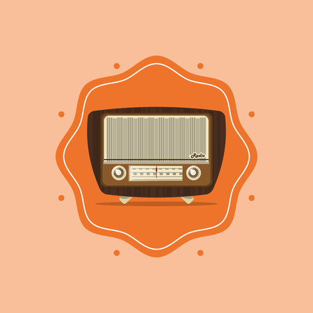 flat design retro radio image vector illustrationのイラスト素材