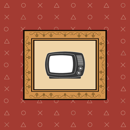 flat design retro tv emblem image vector illustrationのイラスト素材