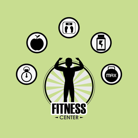flat design fitness center with healthy lifestyle related icons emblem image vector illustrationのイラスト素材