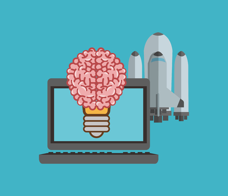 flat design human brain with science related icons image vector illustrationのイラスト素材