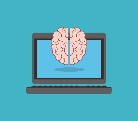 flat design human brain with science related icons image vector illustrationのイラスト素材