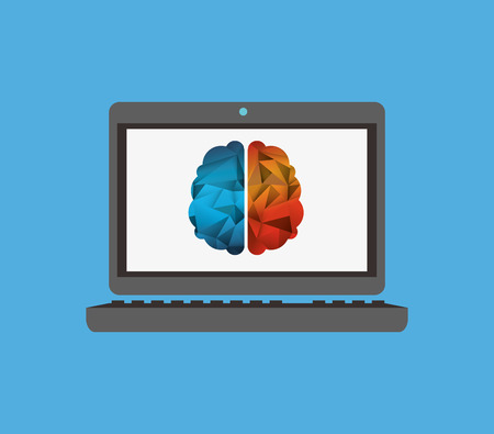 flat design computer with science related icons image vector illustrationのイラスト素材