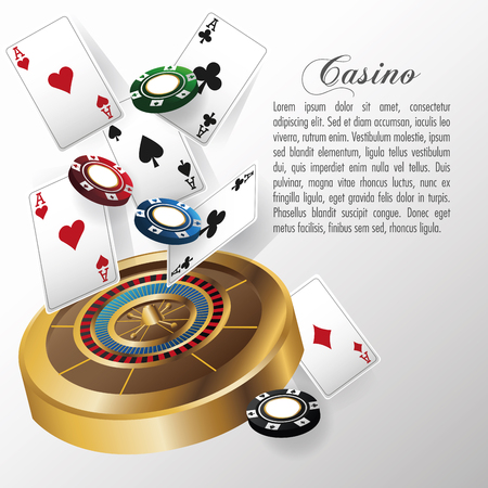 cards of poker roulette and chips icon. Casino and las vegas theme. Colorful design. Vector illustrationのイラスト素材