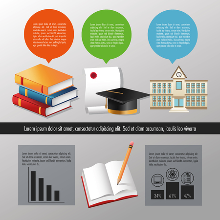 Books dipoloma and graduation cap icon. Education and learning infographic theme.のイラスト素材