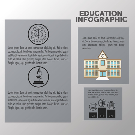 School building icon. Education and learning infographic theme. Grey background.のイラスト素材