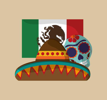 sombrero with mexican culture related icons image vector illustrationのイラスト素材