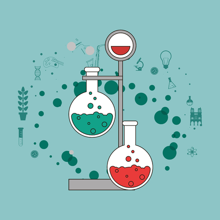 flat design chemistry flask or test tube science related icons image vector illustrationのイラスト素材