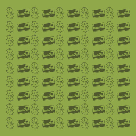 flat design money sign and credit card pattern background image vector illustrationのイラスト素材