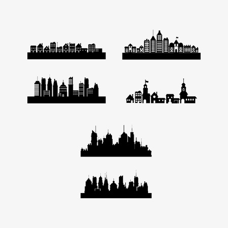 blak silhouette city skyline image vector illustration designのイラスト素材
