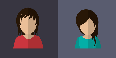 flat design faceless women portrait image vector illustrationのイラスト素材
